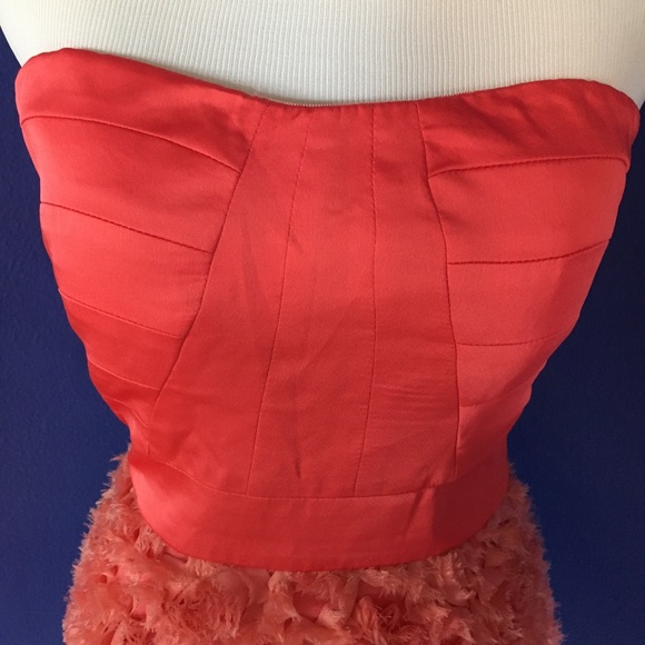 NWT bright coral strapless mini dress with rosettes - club party cosplay - Picture 9 of 17